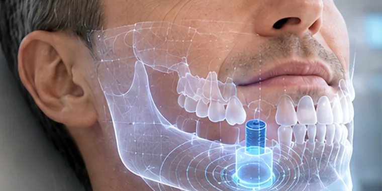 The implant site prepared under digital guidance
